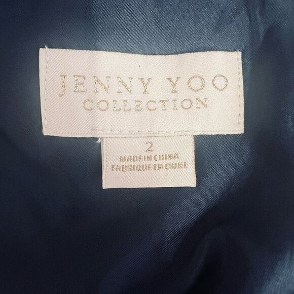 Jenny Yoo Womens Blue Sleeveless Plunging V Neck Long Chiffon Gown Size 2 - Picture 6 of 8